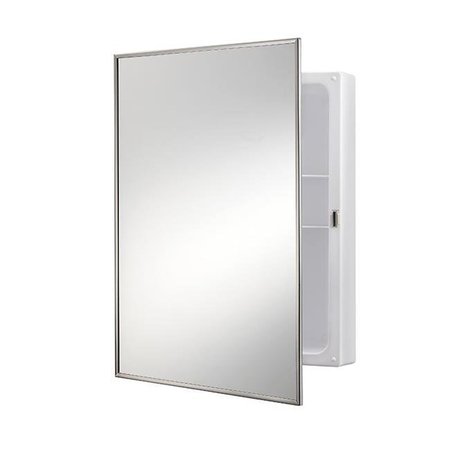 Jensen Jensen 614 16 x 22 in. 1 Door Basic Styleline Recessed Classic Medicine Cabinet with Polished Stainless Steel Frame Plastic Light Fixture 614